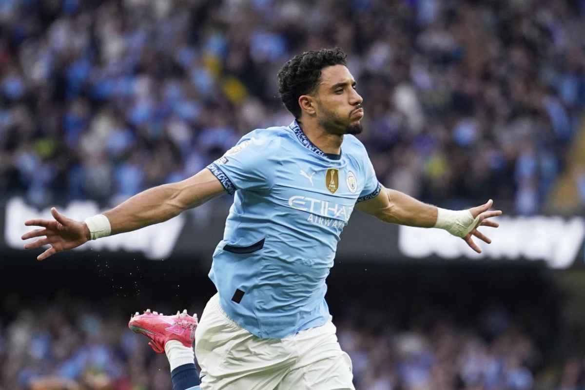 Marmoush esulta con il Manchester City